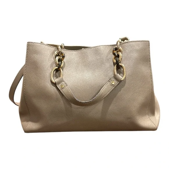 Michael Michael Kors Saffiano leather w/branded feet, chain leather strap. P 2